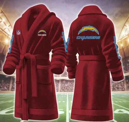 Limited Edition – Customized NFL Los Angeles Chargers Multicolor Fleece Bathrobe - Image 7