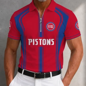 Limited Edition – Customized NBA Detroit Pistons Zip Polo Shirt