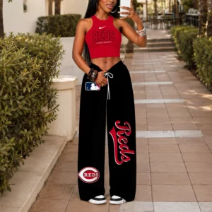 Limited Edition – Customized MLB Cincinnati Reds Women’s Crop Top & Long Pants Set