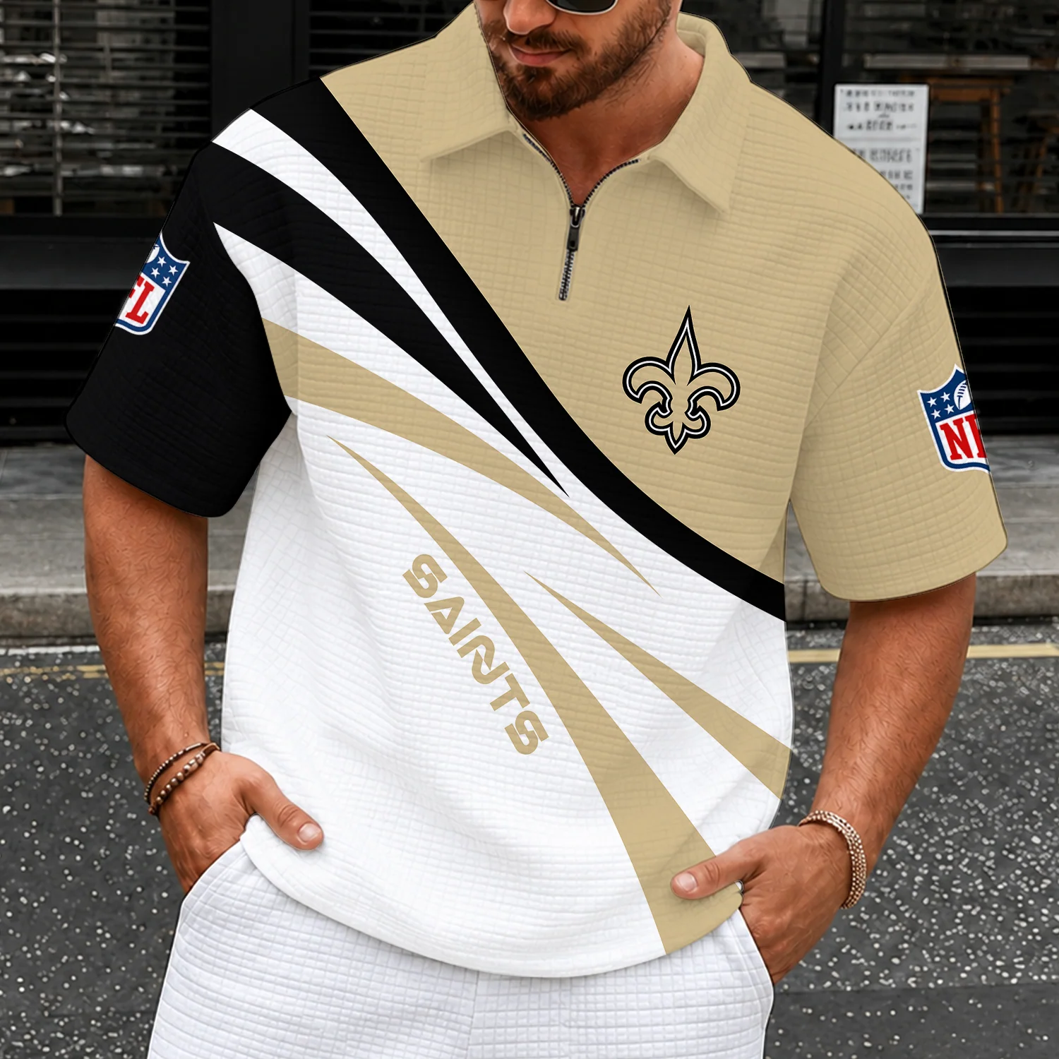Limited Edition – Customized NFL New Orleans Saints Quarter-Zip Polo Shirt