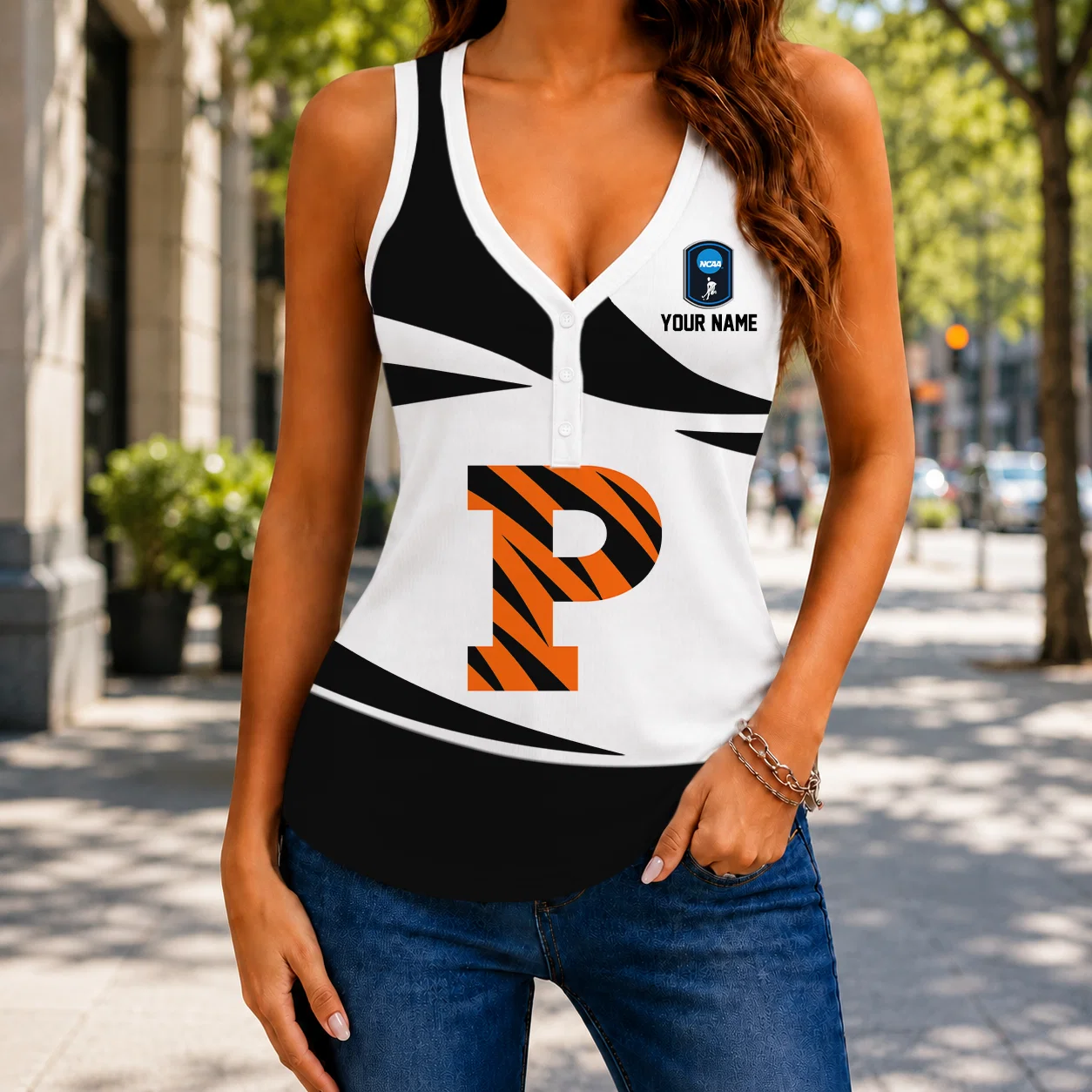 Limited Edition – Customized NCAA Princeton Tigers Women’s V-Neck Tank Top