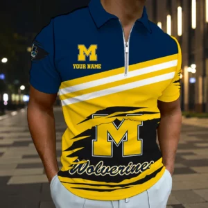 Limited Edition – Customized NCAA Michigan Wolverines Zip Polo Shirt