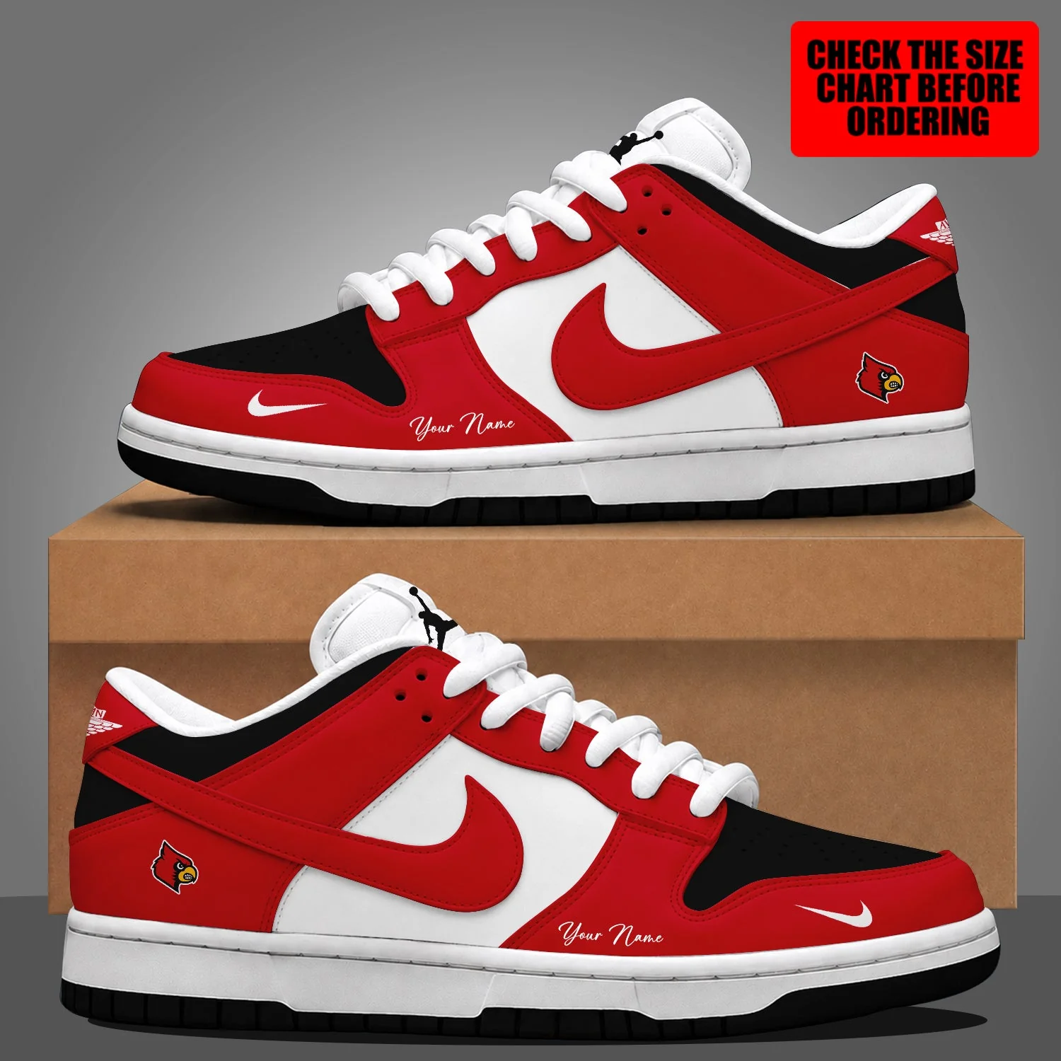 Limited Edition – Customized NCAA Louisville Cardinals Dunk Low Shoes