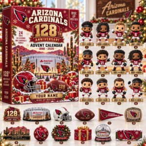 Arizona Cardinals 128th Anniversary Christmas Advent Calendar 24 Acrylic Ornaments Blind Box Gift