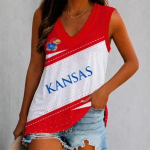 Limited Edition – Customized NCAA Kansas Jayhawks Women’s V-Neck Tank Top
