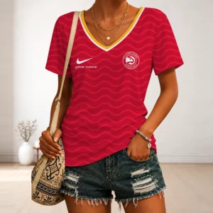 Limited Edition – Customized NBA Atlanta Hawks V-Neck Female Shirt