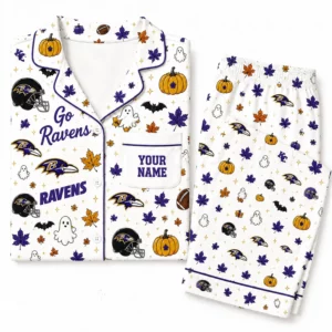 Limited Edition – Customized NFL Baltimore Ravens Halloween Long Pajamas Set