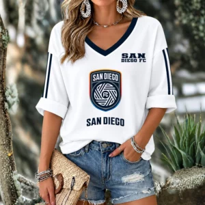 Limited Edition – Customized MLS San Diego FC Women’s V-Neck Long Sleeve Shirt