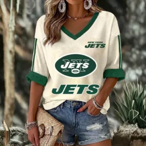 Limited Edition – Customized NFL New York Jets Women’s Heart V-Neck Long Sleeve Shirt