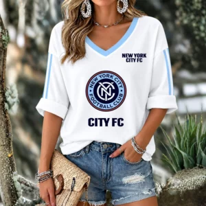 Limited Edition – Customized MLS New York City FC Women’s V-Neck Long Sleeve Shirt