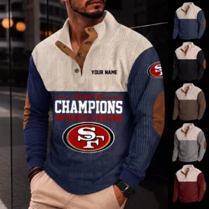 Limited Edition – Customized NFL San Francisco 49Ers Button Sweatshirts Stand Collar