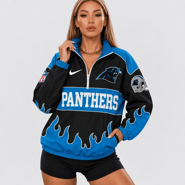 Limited Edition – Customized NFL Carolina Panthers V-Neck Zipper Sweatshirt Jacket