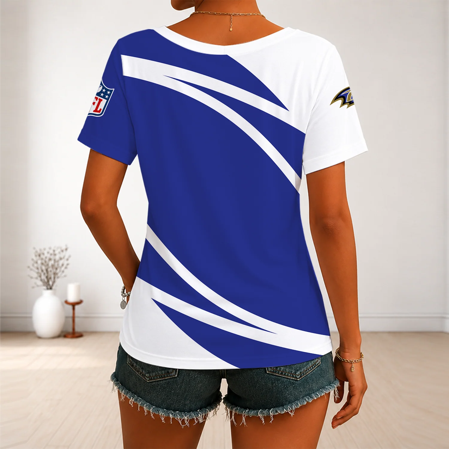 Limited Edition – Customized NFL Baltimore Ravens V-Neck Female Shirt - Image 2