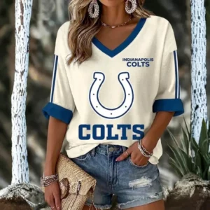 Limited Edition – Customized NFL Indianapolis Colts Women’s Heart V-Neck Long Sleeve Shirt