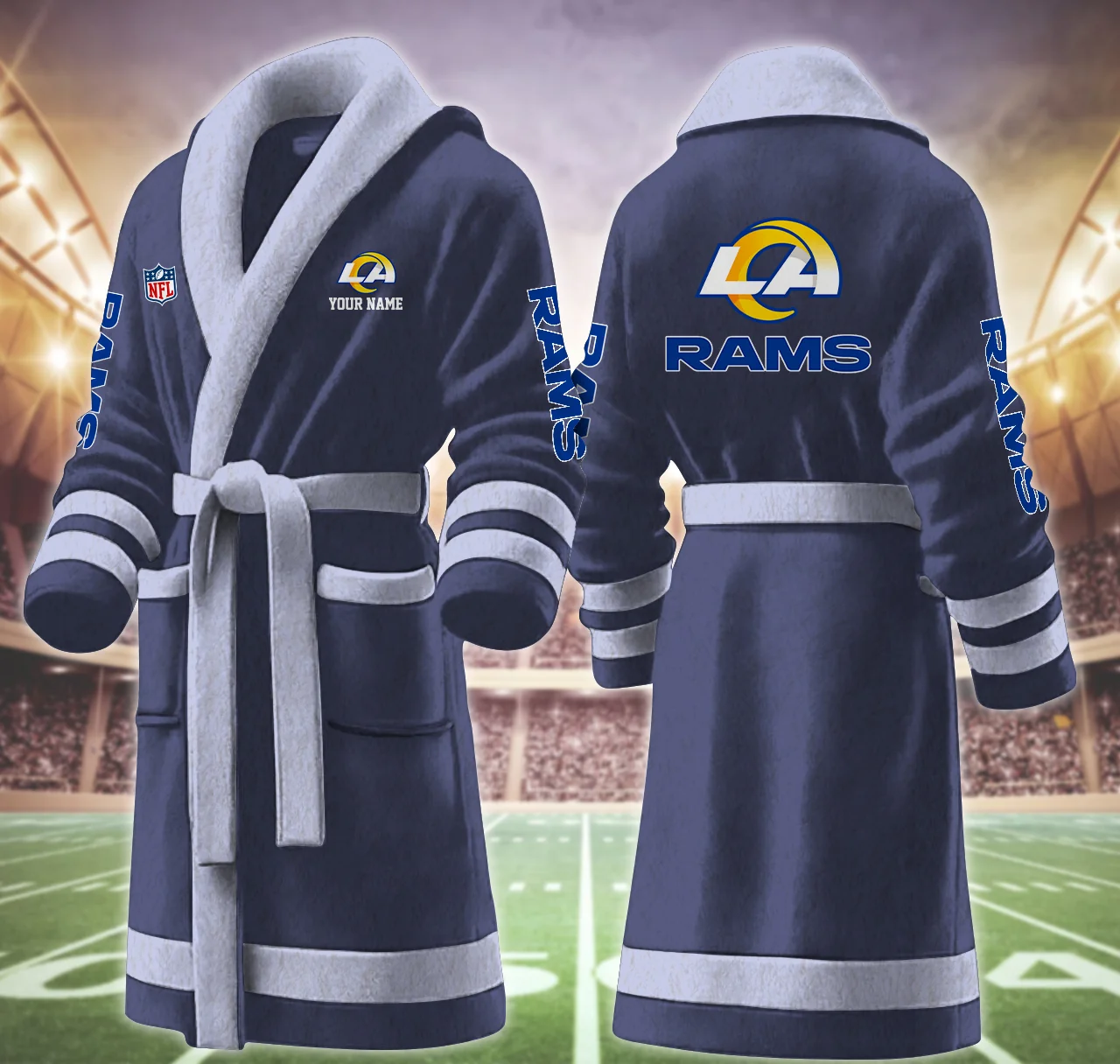 Limited Edition – Customized NFL Los Angeles Rams Multicolor Fleece Bathrobe - Image 5