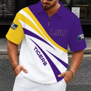 Limited Edition – Customized NCAA Lsu Tigers Quarter-Zip Polo Shirt