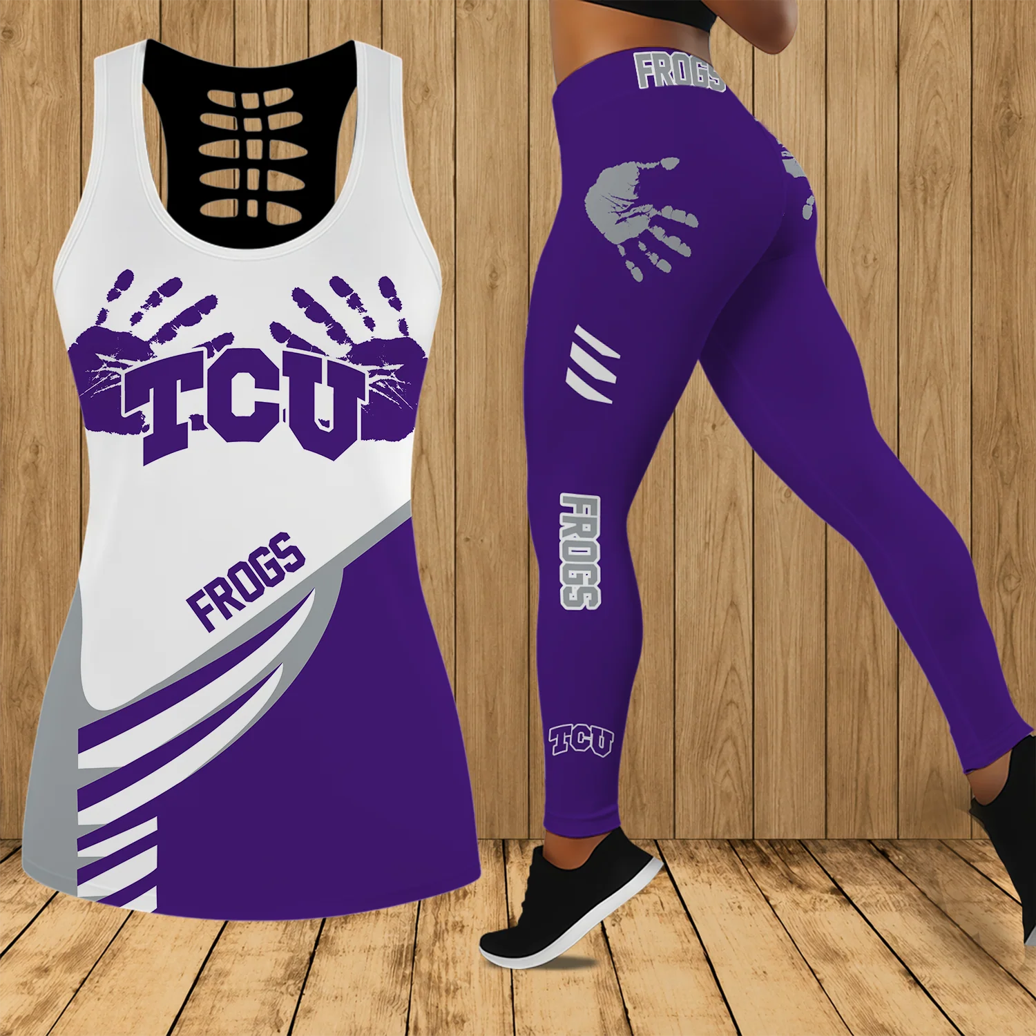 Limited Edition – Customized NCAA Tcu Horned Frogs Hollow Tank Top & Leggings Set
