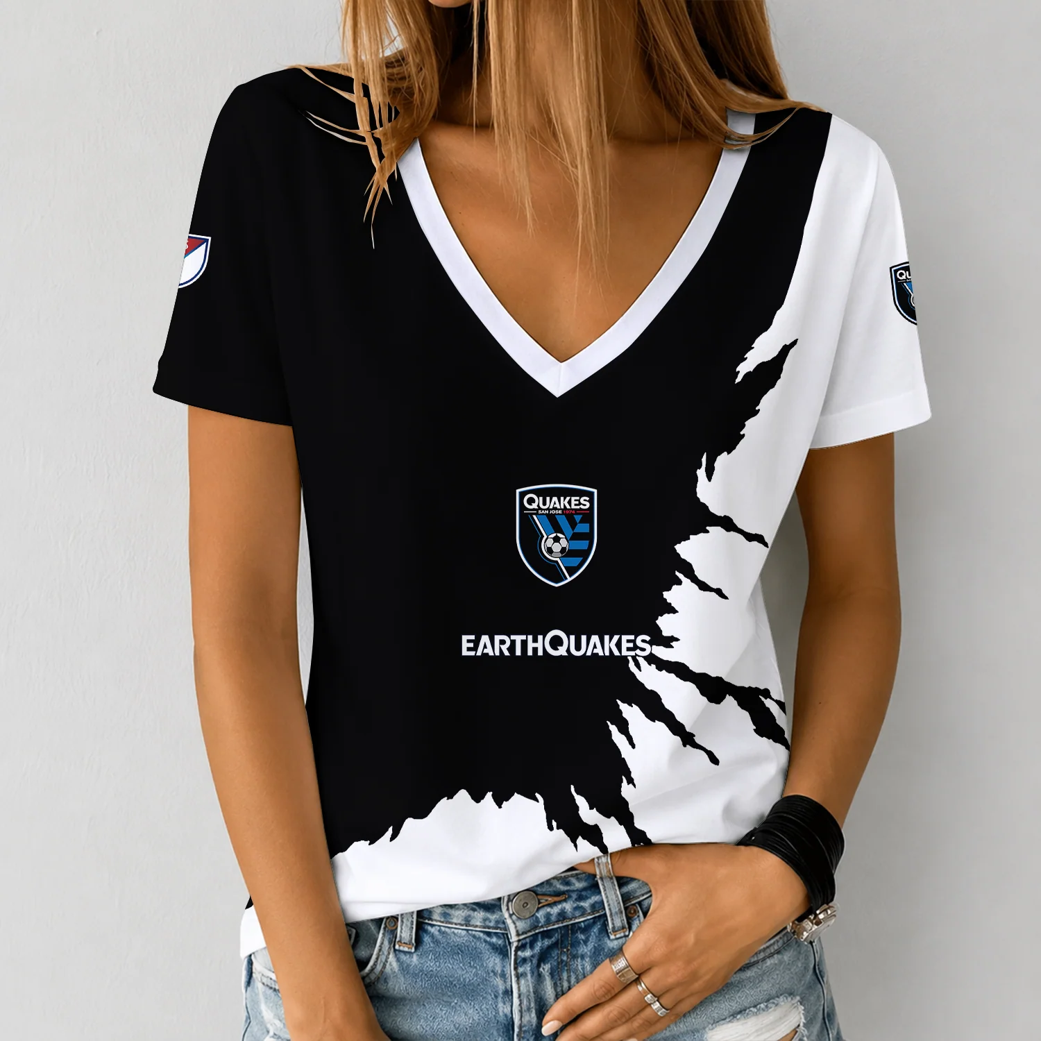 Limited Edition – Customized MLS San Jose Earthquakes V-Neck Female Shirt