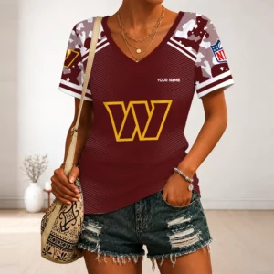 Limited Edition – Customized NFL Washington Commanders V-Neck Female Shirt
