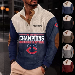 Limited Edition – Customized MLB Minnesota Twins Button Sweatshirts Stand Collar