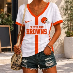 Limited Edition – Customized NFL Cleveland Browns V-Neck Female Shirt