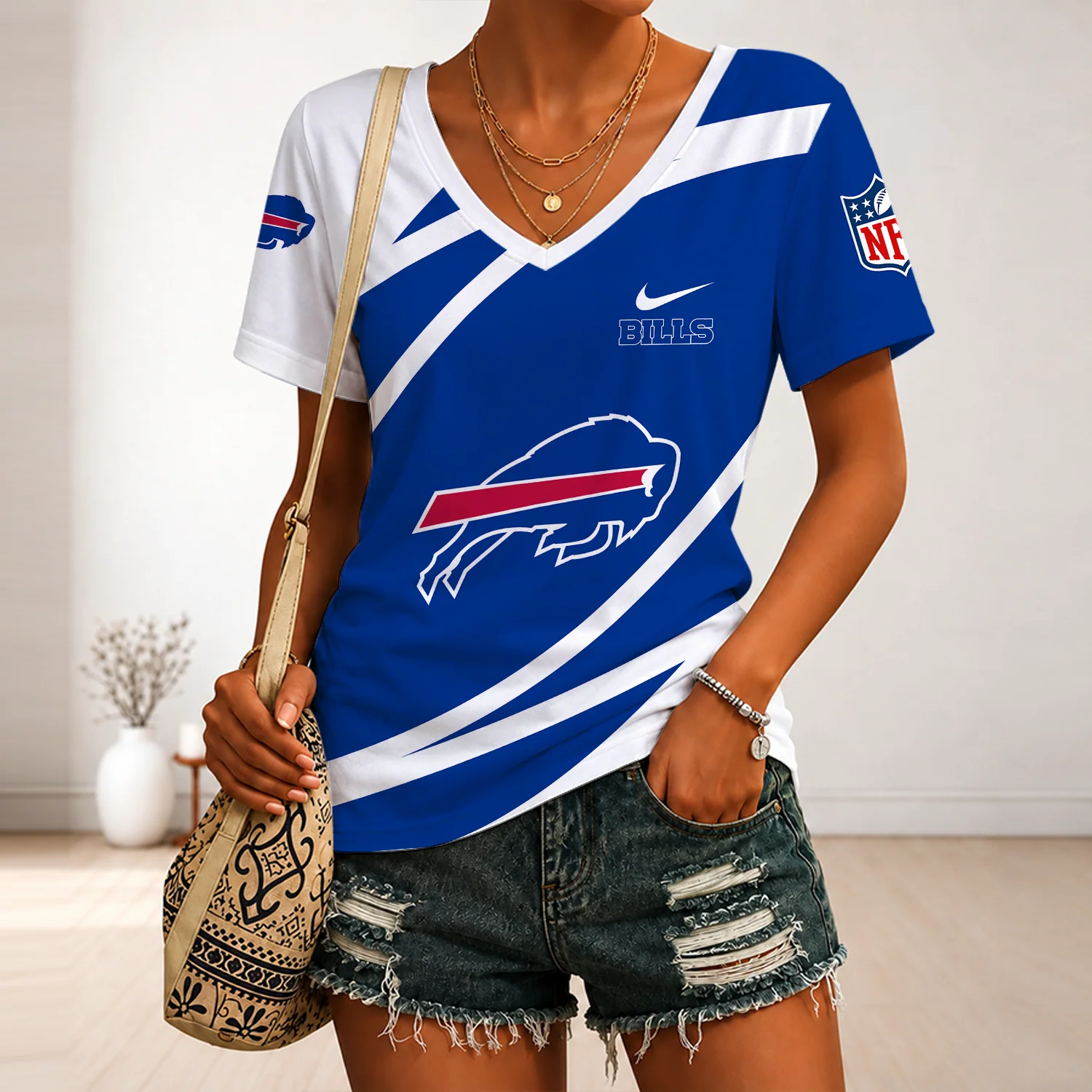 Limited Edition – Customized NFL Buffalo Bills V-Neck Female Shirt