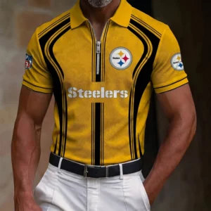 Limited Edition – Customized NFL Pittsburgh Steelers Zip Polo Shirt