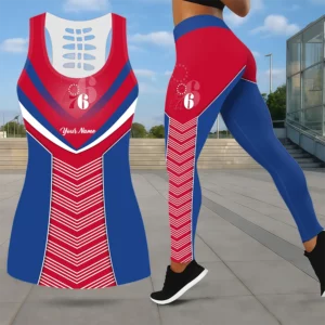 Limited Edition – Customized NBA Philadelphia 76Ers Leggings & Hollow Tank Top Set