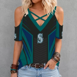 Limited Edition – Customized MLB Seattle Mariners Criss Cross V-Neck Top
