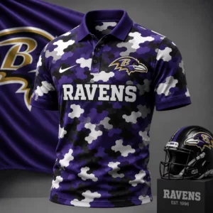 Limited Edition – Customized NFL Baltimore Ravens Camo Polo Shirt