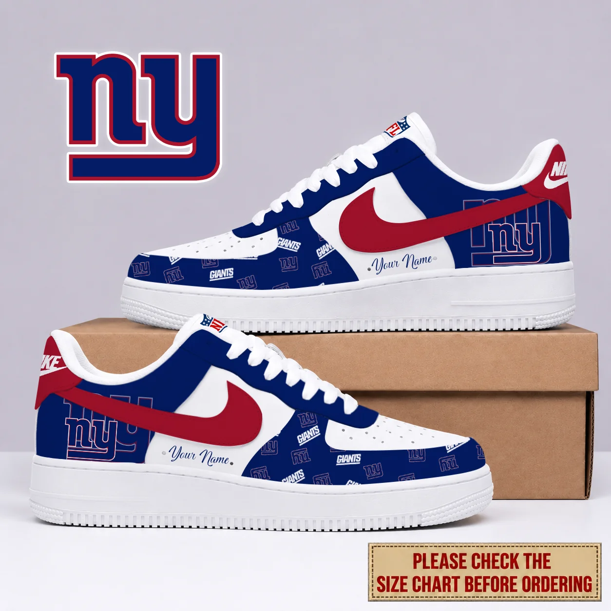 Limited Edition – Customized NFL New York Giants Af1 Shoes