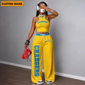 Limited Edition – Customized NFL Los Angeles Chargers Women’s Crop Top & Long Pants Set