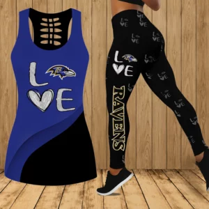 Limited Edition – Customized NFL Baltimore Ravens Hollow Tank Top & Leggings Set