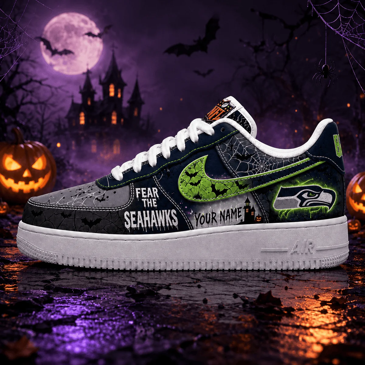 Limited Edition – Customized NFL Seattle Seahawks Halloween Air force 1 Shoes
