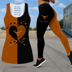 Limited Edition – Customized NCAA Texas Longhorns Leggings & Hollow Tank Top Set