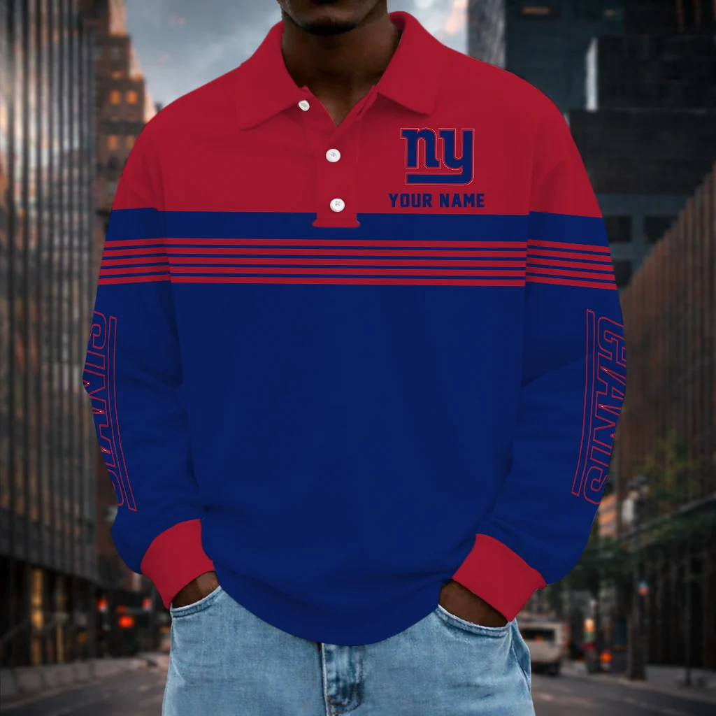 Limited Edition – Customized NFL New York Giants Long Sleeve Polo Shirt