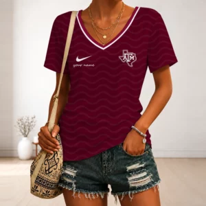 Limited Edition – Customized NCAA Texas A&M Aggies V-Neck Female Shirt