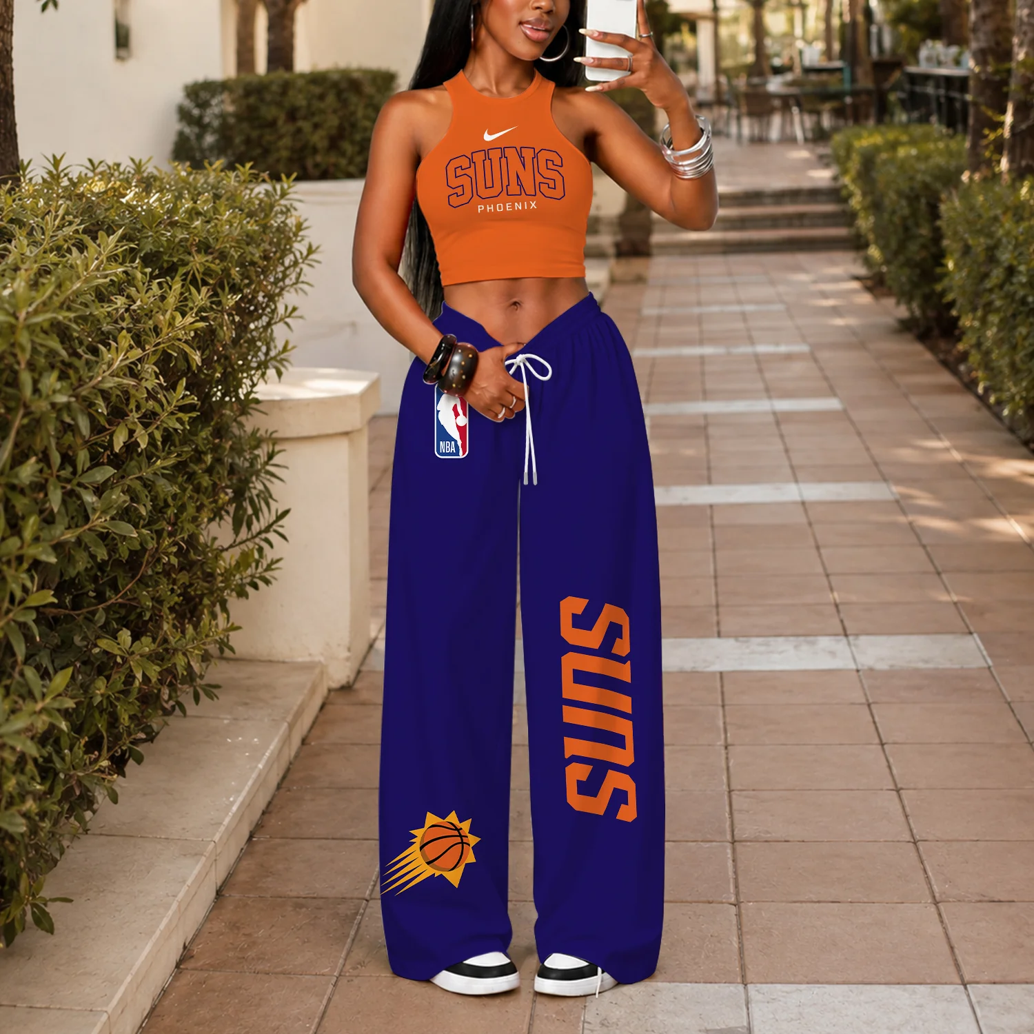 Limited Edition – Customized NBA Phoenix Suns Crop Top & Long Pants Set