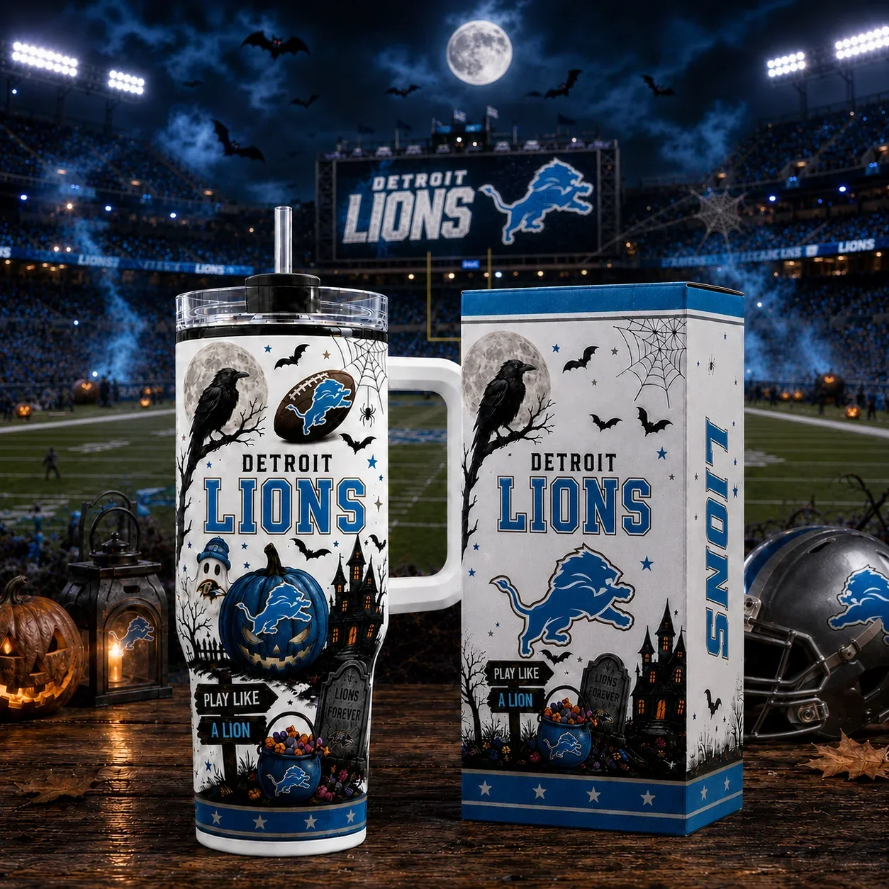 Limited Edition – Customized NFL Detroit Lions Halloween 40Oz Tumbler
