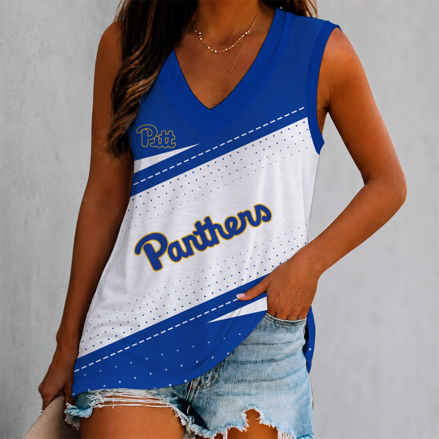 Limited Edition – Customized NCAA Pittsburgh Panthers Women’s V-Neck Tank Top