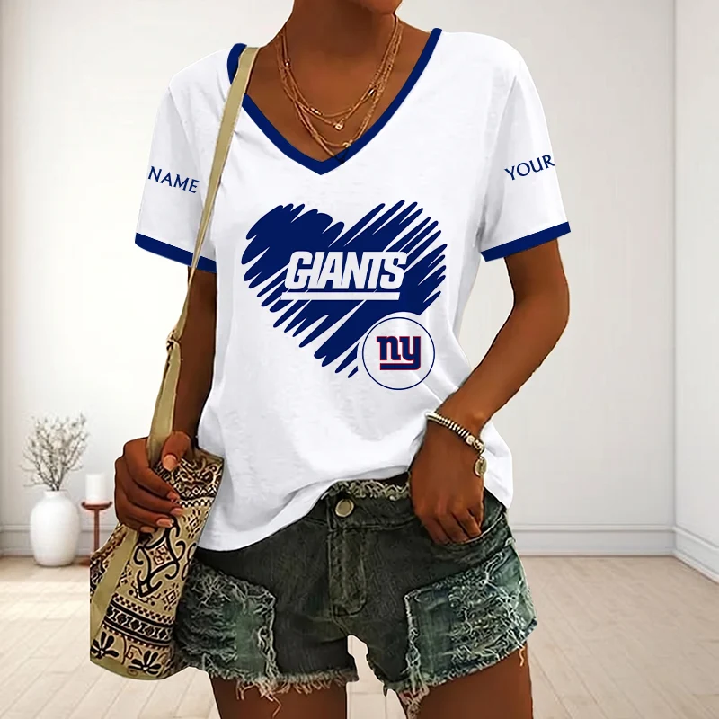Limited Edition – Customized NFL New York Giants V-Neck Female Shirt