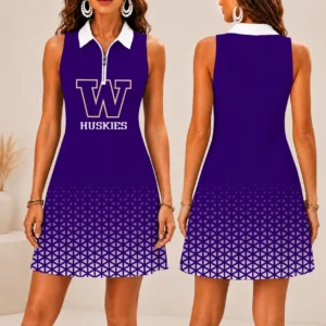 Limited Edition – Customized NCAA Washington Huskies Women’s Zip Sleeveless Polo Dress