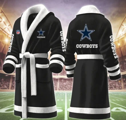 Limited Edition – Customized NFL Dallas Cowboys Multicolor Fleece Bathrobe - Image 2