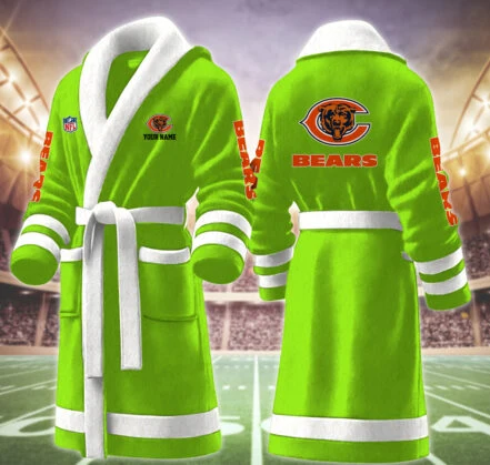 Limited Edition – Customized NFL Chicago Bears Multicolor Fleece Bathrobe - Image 3