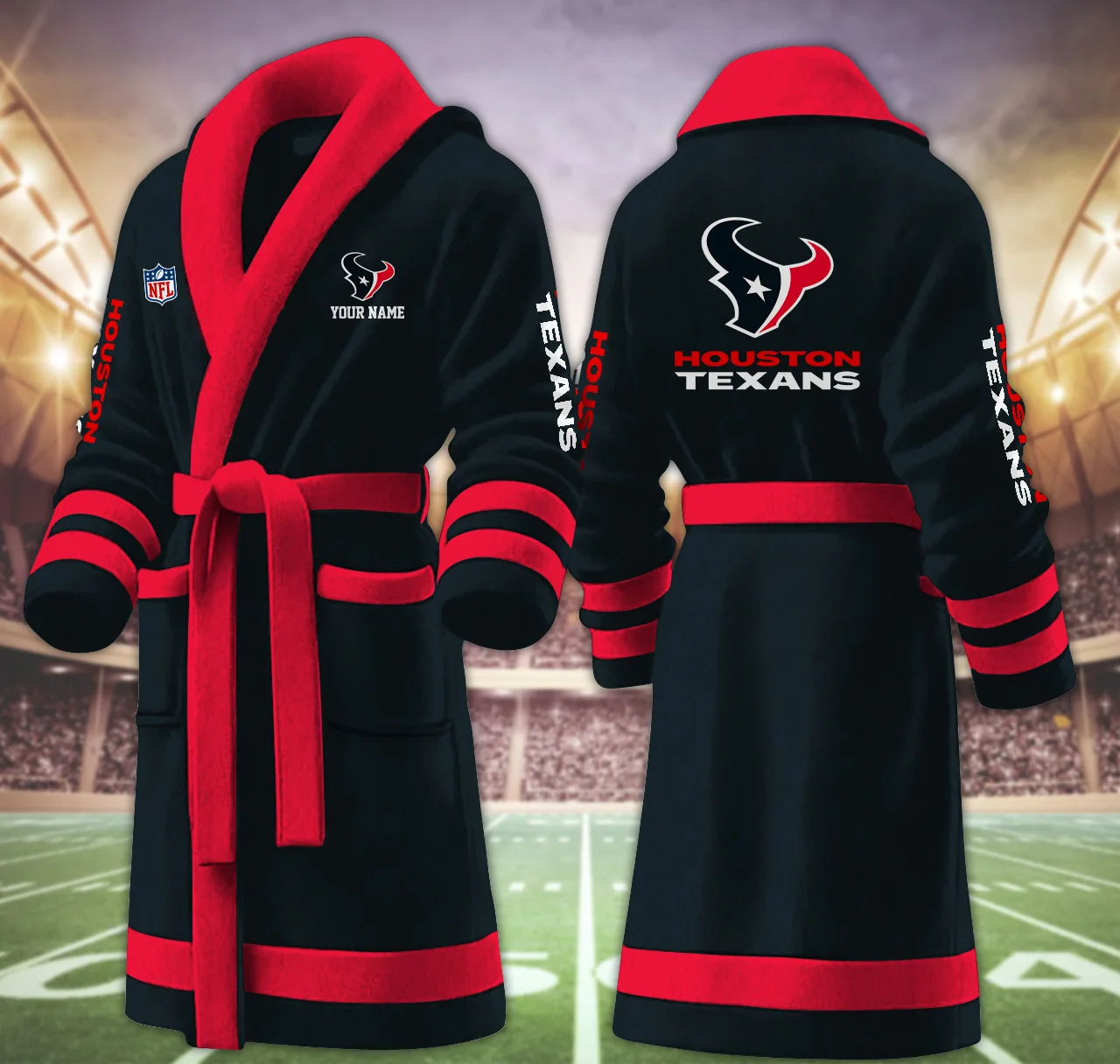 Limited Edition – Customized NFL Houston Texans Multicolor Fleece Bathrobe