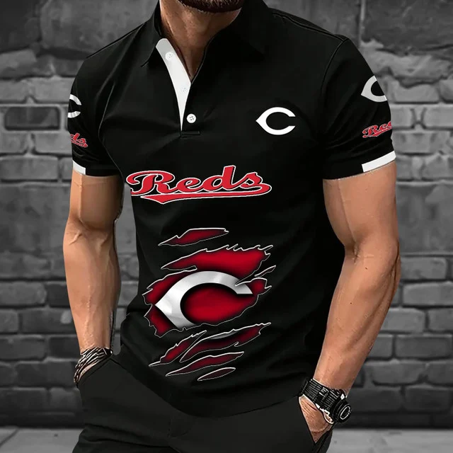Limited Edition – Customized MLB Cincinnati Reds Polo Shirt - Image 4
