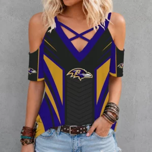 Limited Edition – Customized NFL Baltimore Ravens Criss Cross V-Neck Top