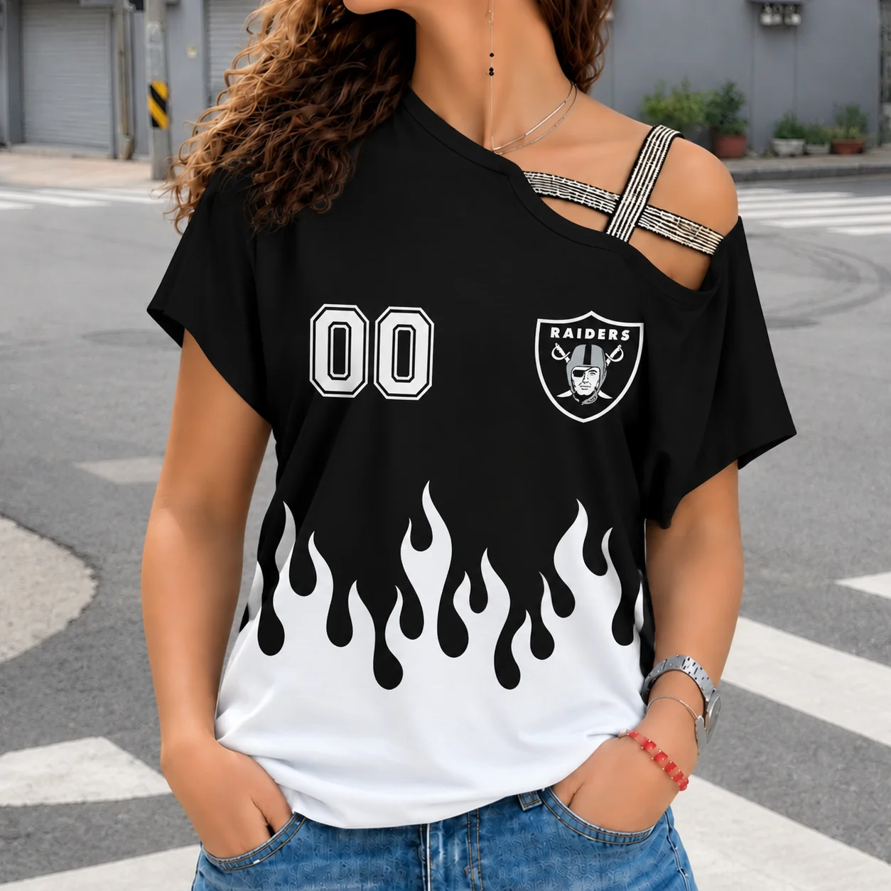 Limited Edition – Customized NFL Las Vegas Raiders Women’s Shoulder Shirt