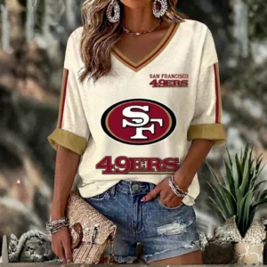 Limited Edition – Customized NFL San Francisco 49Ers Women’s Heart V-Neck Long Sleeve Shirt