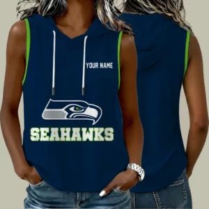 Limited Edition – Customized NFL Seattle Seahawks Women’s Sleeveless Hooded Pocket Tank Top